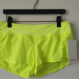 Neon yellow Lululemon s\eed Up, 2.5 short size 10.